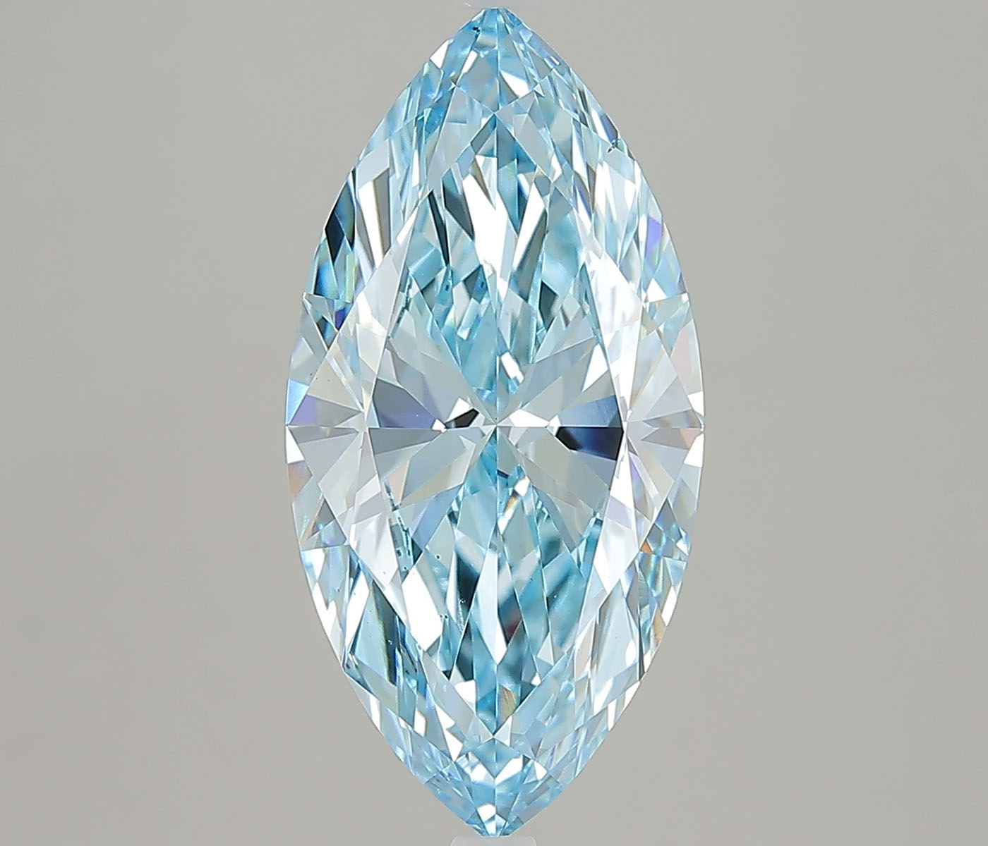 Actual 5.01 carat Fancy Vivid Blue Marquise lab-grown diamond