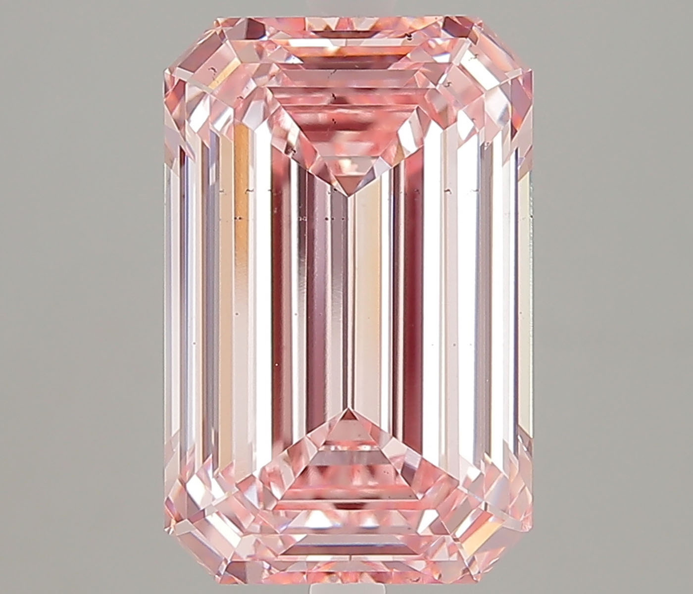 Actual 5.09 carat Fancy Intense Pink Emerald lab-grown diamond