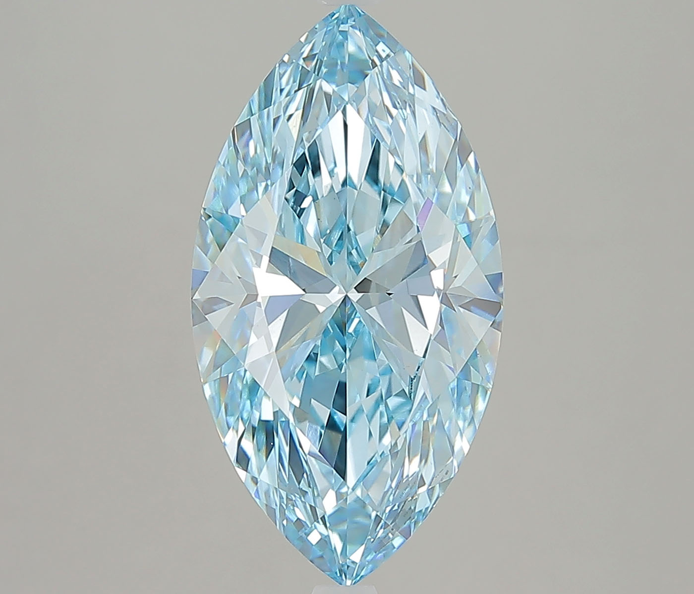 Actual 5.03 carat Fancy Vivid Blue Marquise lab-grown diamond